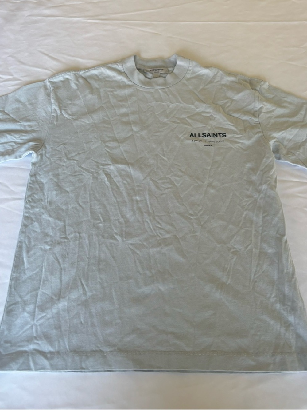 All Saints Underground Oversized Crew Neck T-Shirt Blue Sz Small Mens